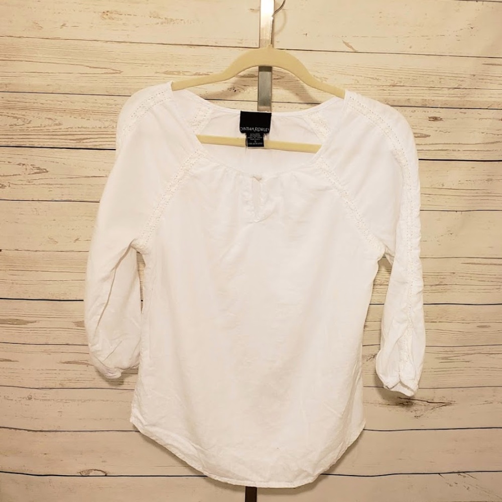 Cynthia Rowley white long sleeve blouse